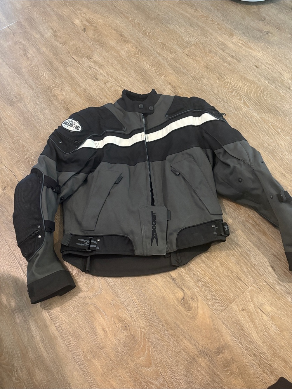 Joe Rocket Black & Gray Men's Performance Motorcycle Jacket with White Stripe